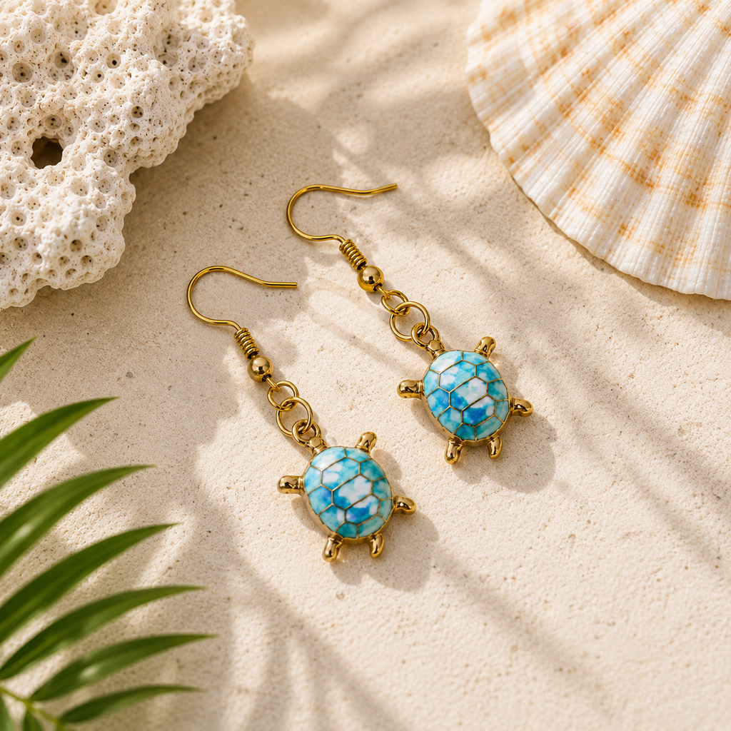 Blue reef turtle earrings🌊🩵